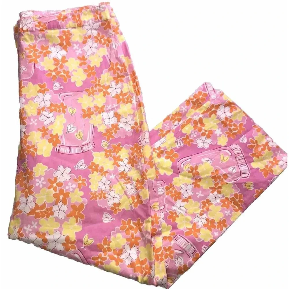 Lilly Pulitzer Pants Women's Size‎ 0 Night Lights Pink Floral Firefly Print
